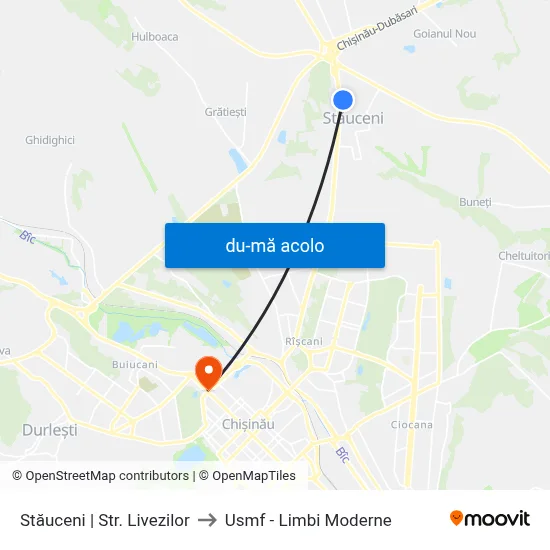 Harta de Stăuceni | Str. Livezilor către Usmf - Limbi Moderne