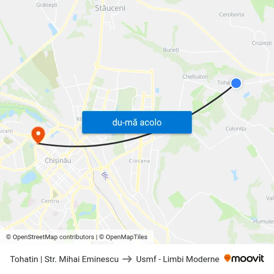 Harta de Tohatin | Str. Mihai Eminescu către Usmf - Limbi Moderne