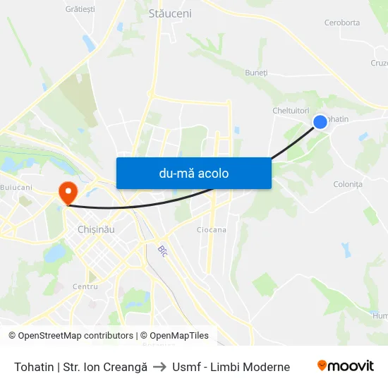 Harta de Tohatin | Str. Ion Creangă către Usmf - Limbi Moderne