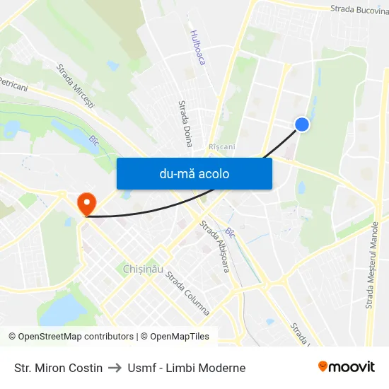 Harta de Str. Miron Costin către Usmf - Limbi Moderne