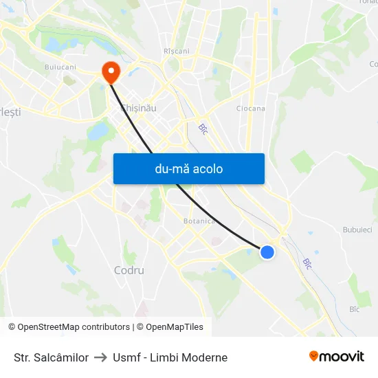 Harta de Str. Salcâmilor către Usmf - Limbi Moderne