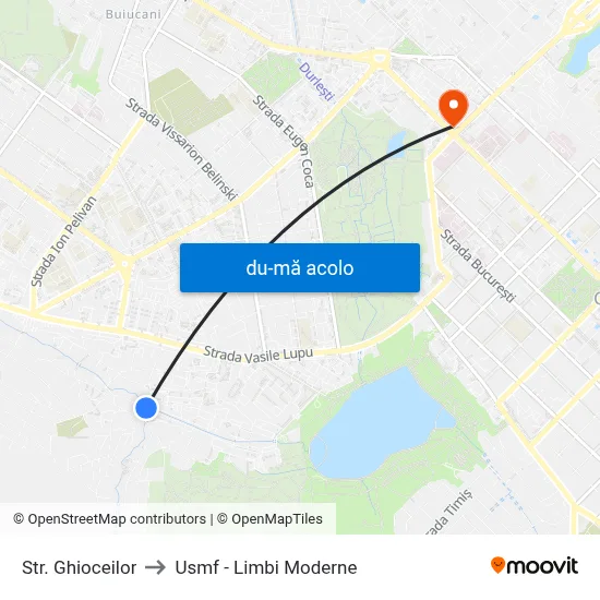 Harta de Str. Ghioceilor către Usmf - Limbi Moderne