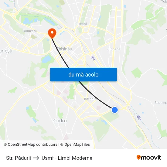 Harta de Str. Pădurii către Usmf - Limbi Moderne