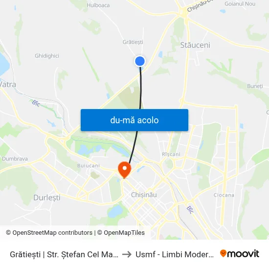 Harta de Grătiești | Str. Ștefan Cel Mare către Usmf - Limbi Moderne