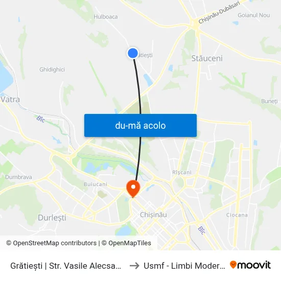 Harta de Grătiești | Str. Vasile Alecsandri către Usmf - Limbi Moderne