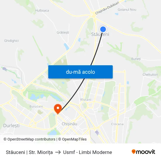 Harta de Stăuceni | Str. Miorița către Usmf - Limbi Moderne