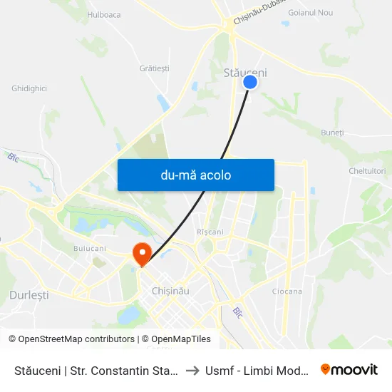 Harta de Stăuceni | Str. Constantin Stamati către Usmf - Limbi Moderne