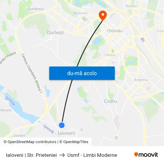 Harta de Ialoveni | Str. Prieteniei către Usmf - Limbi Moderne