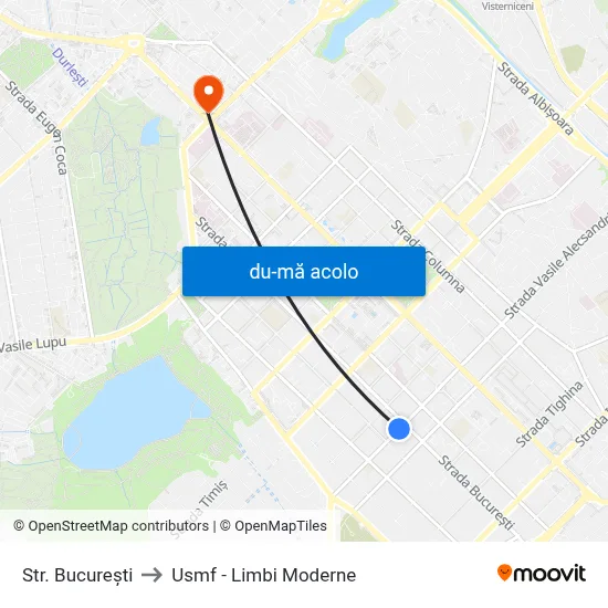 Harta de Str. București către Usmf - Limbi Moderne