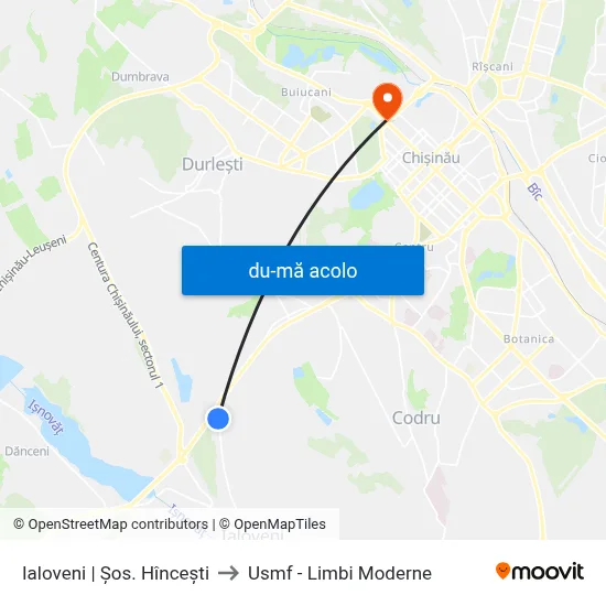 Harta de Ialoveni | Șos. Hîncești către Usmf - Limbi Moderne