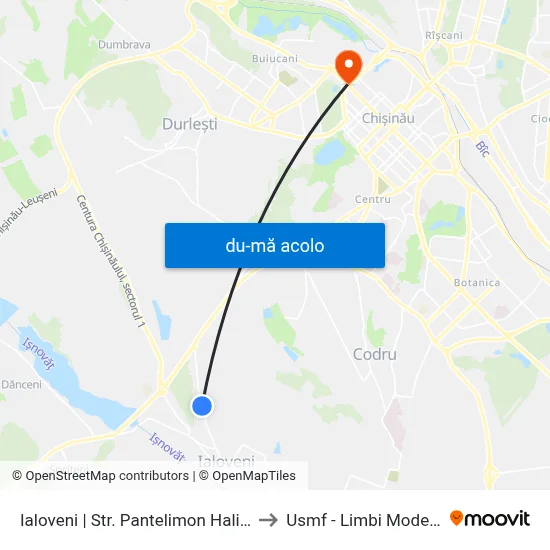 Harta de Ialoveni | Str. Pantelimon Halippa către Usmf - Limbi Moderne