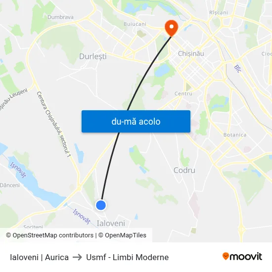 Harta de Ialoveni | Aurica către Usmf - Limbi Moderne