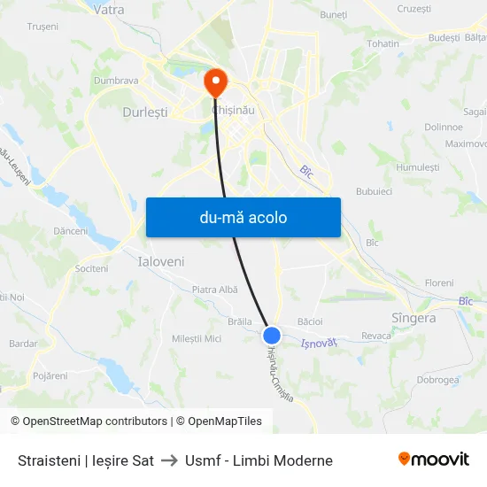Harta de Straisteni | Ieșire Sat către Usmf - Limbi Moderne