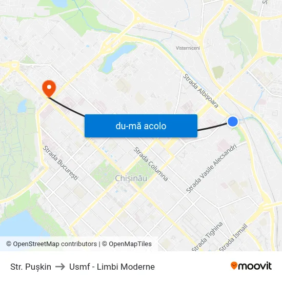 Harta de Str. Pușkin către Usmf - Limbi Moderne