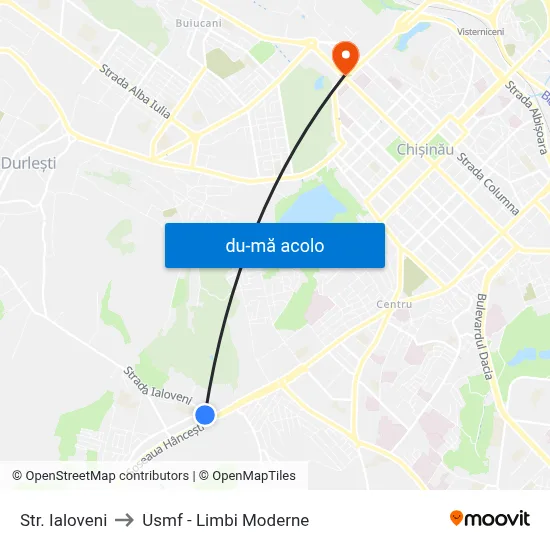 Harta de Str. Ialoveni către Usmf - Limbi Moderne