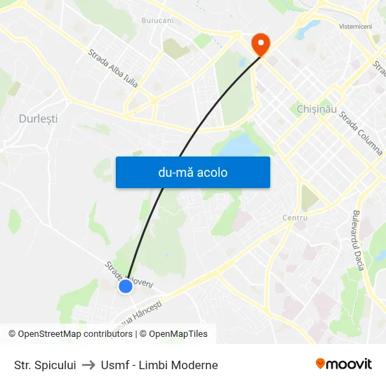 Harta de Str. Spicului către Usmf - Limbi Moderne