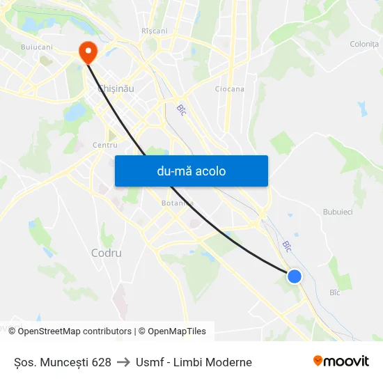 Harta de Șos. Muncești 628 către Usmf - Limbi Moderne