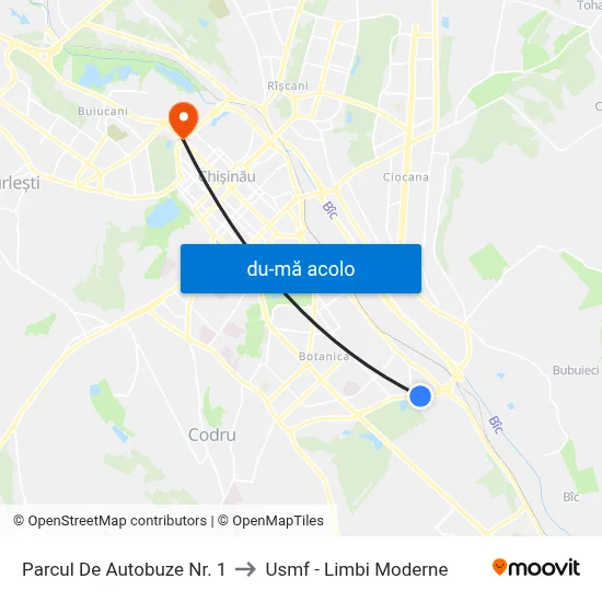 Harta de Parcul De Autobuze Nr. 1 către Usmf - Limbi Moderne