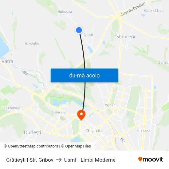 Harta de Grătiești | Str. Gribov către Usmf - Limbi Moderne