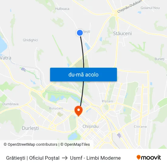 Harta de Grătiești | Oficiul Poștal către Usmf - Limbi Moderne