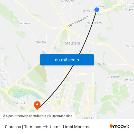 Harta de Ciorescu | Terminus către Usmf - Limbi Moderne