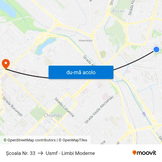 Harta de Școala Nr. 33 către Usmf - Limbi Moderne