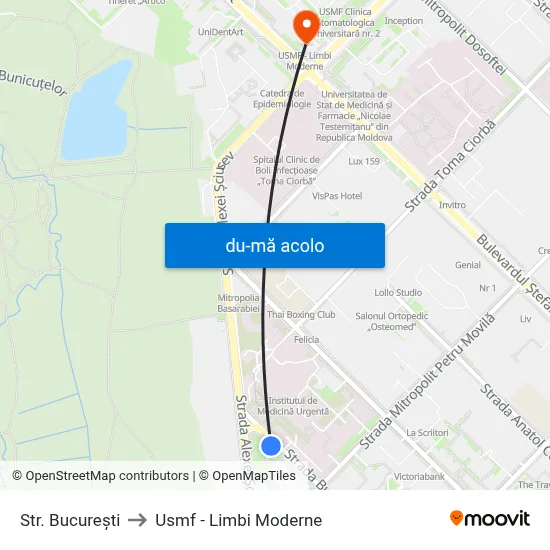 Harta de Str. București către Usmf - Limbi Moderne
