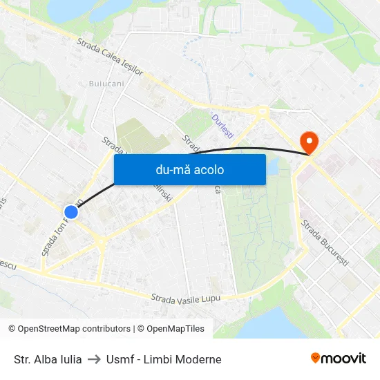 Harta de Str. Alba Iulia către Usmf - Limbi Moderne