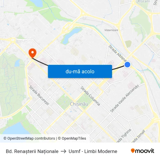 Harta de Bd. Renașterii Naționale către Usmf - Limbi Moderne