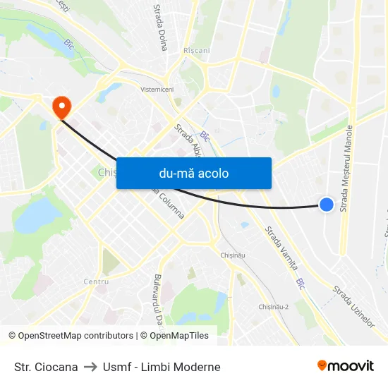 Harta de Str. Ciocana către Usmf - Limbi Moderne