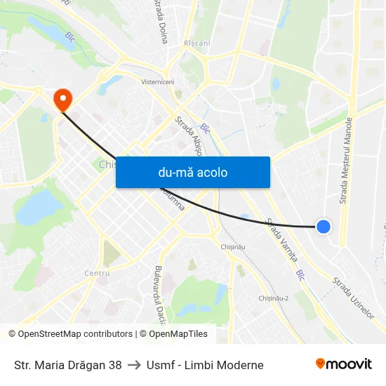 Harta de Str. Maria Drăgan 38 către Usmf - Limbi Moderne