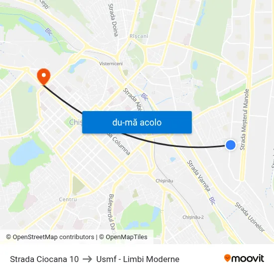 Harta de Strada Ciocana 10 către Usmf - Limbi Moderne