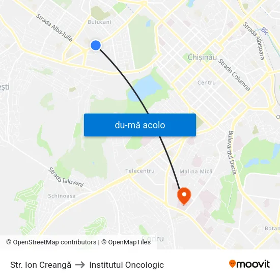 Harta de Str. Ion Creangă către Institutul Oncologic