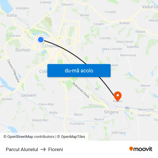 Harta de Parcul Alunelul către Floreni