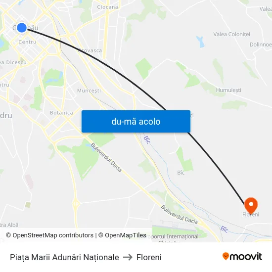 Harta de Piața Marii Adunări Naționale către Floreni