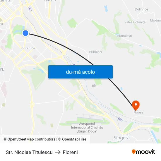 Harta de Str. Nicolae Titulescu către Floreni