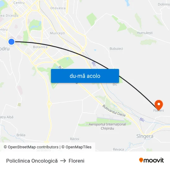 Harta de Policlinica Oncologică către Floreni