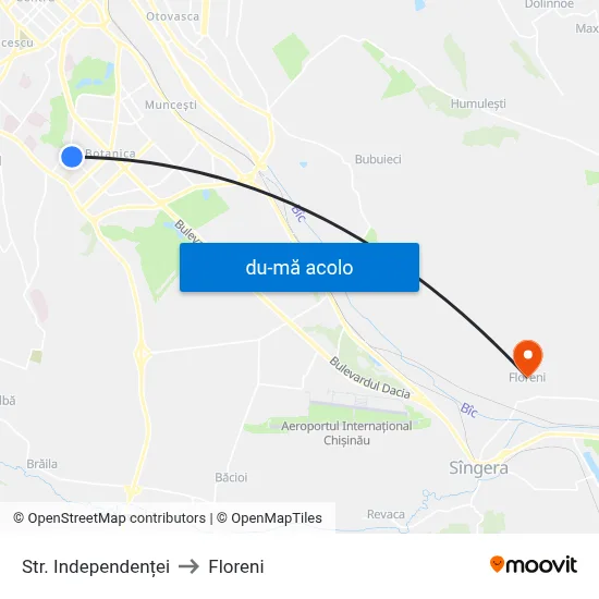 Harta de Str. Independenței către Floreni