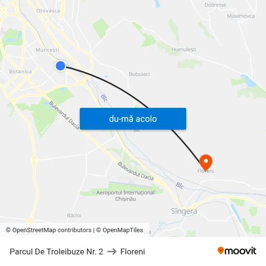 Harta de Parcul De Troleibuze Nr. 2 către Floreni