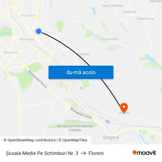 Harta de Școala Medie Pe Schimburi Nr. 3 către Floreni