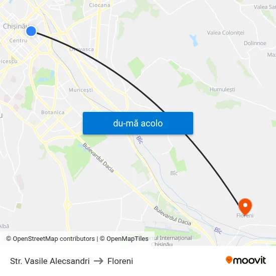 Harta de Str. Vasile Alecsandri către Floreni