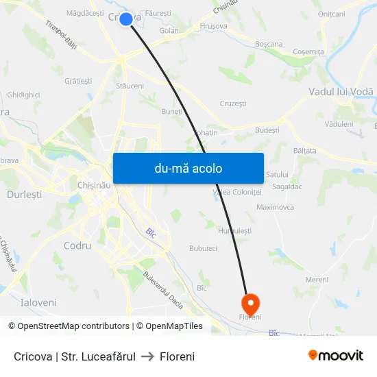 Harta de Cricova | Str. Luceafărul către Floreni