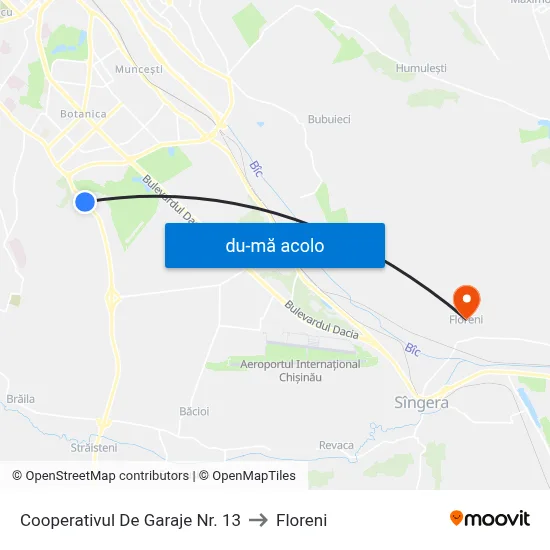 Harta de Cooperativul De Garaje Nr. 13 către Floreni