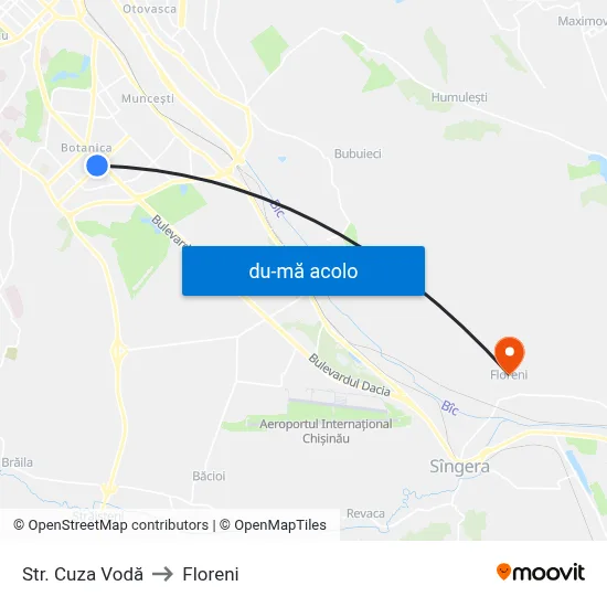 Harta de Str. Cuza Vodă către Floreni