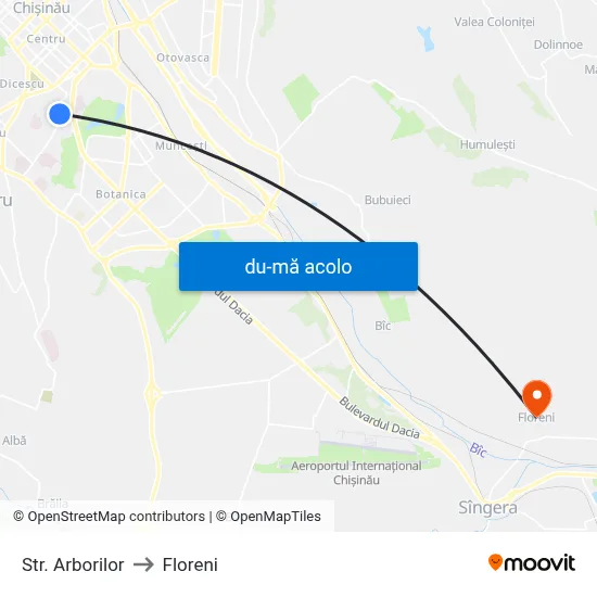 Harta de Str. Arborilor către Floreni