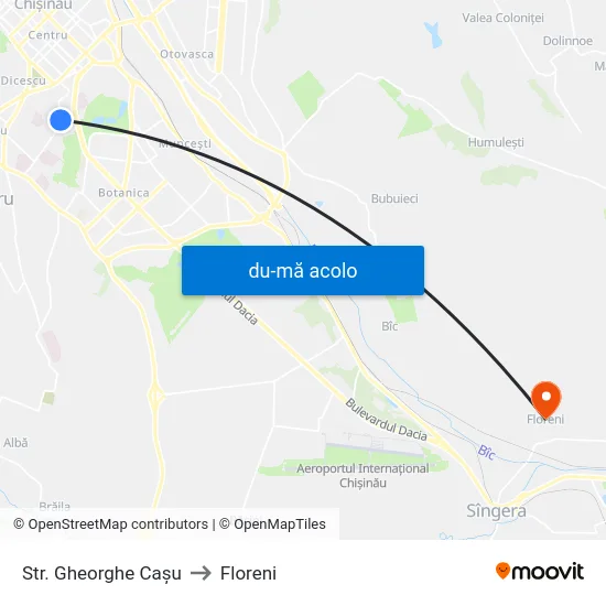 Harta de Str. Gheorghe Cașu către Floreni