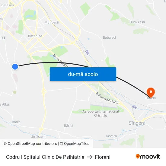 Harta de Codru | Spitalul Clinic De Psihiatrie către Floreni