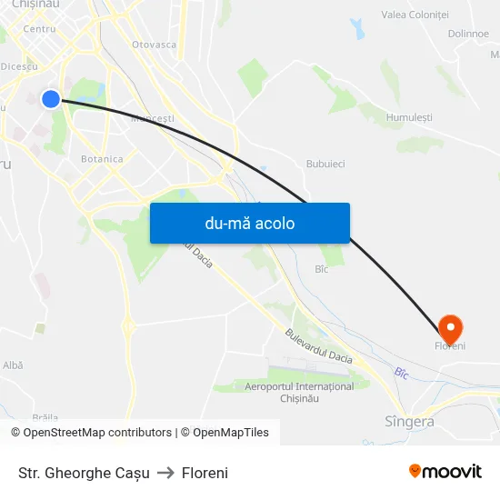 Harta de Str. Gheorghe Cașu către Floreni