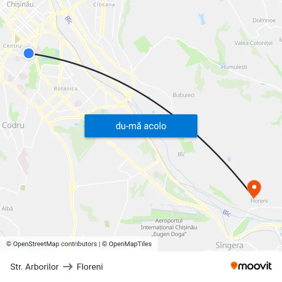 Harta de Str. Arborilor către Floreni