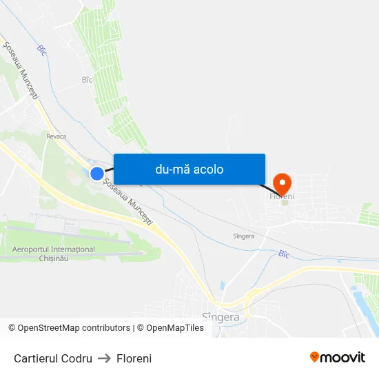 Harta de Cartierul Codru către Floreni